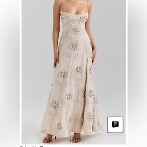 House of CB Strapless Cream Floral Dress